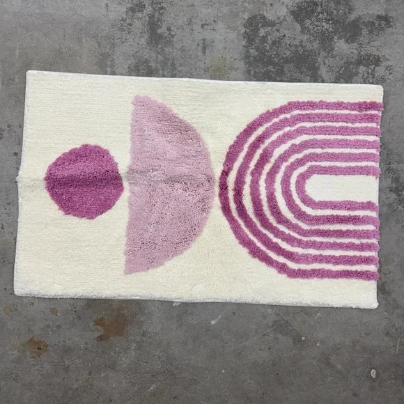 Pink Boho Bathroom Mat Pink Home Decor Cute bathmat light pink art modern NWT - Picture 1 of 6
